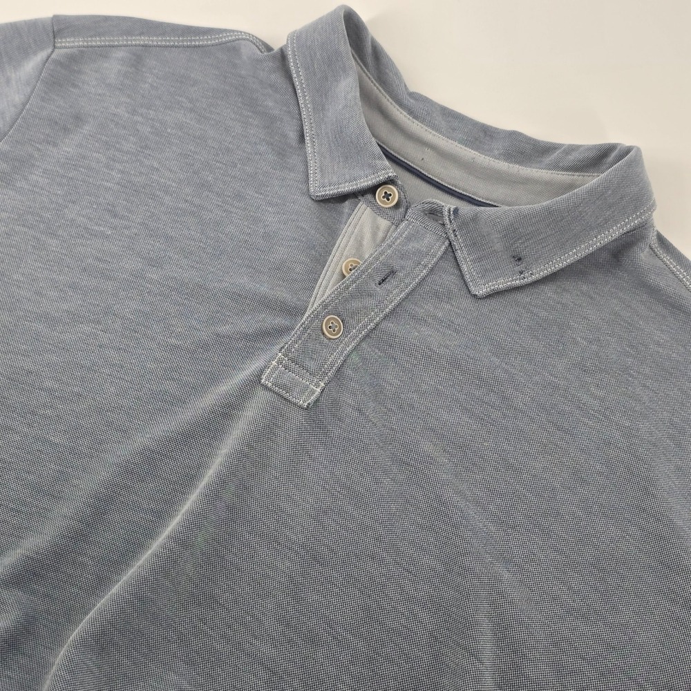 Tommy Bahama Polo Shirt Mens XL Blue Tencel Blend Short Sleeve Marlin Logo